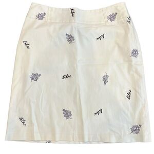 2/$15Sandra Skirt Women's Size 8 White Short Pencil Lilac Floral Workwear Career